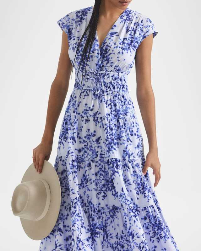Fatima Cornflower Tiered Maxi Dress